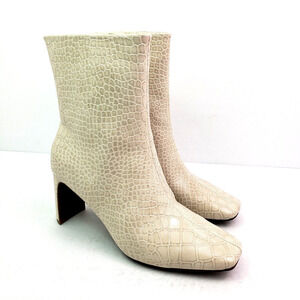 Seven Dials Nicole Womens Size 7.5 Winter White Croco Print 3" Heel Bootie Shoes